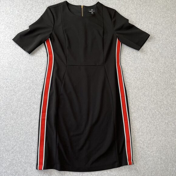 Ronni Nicole Black with Red Accentuating Stripes Sheath Women's Dress Size 10 - Picture 1 of 7